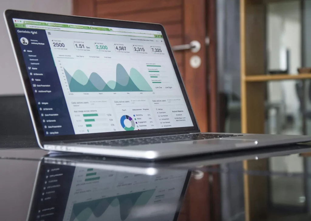 Team reviewing digital marketing ROI analytics dashboard